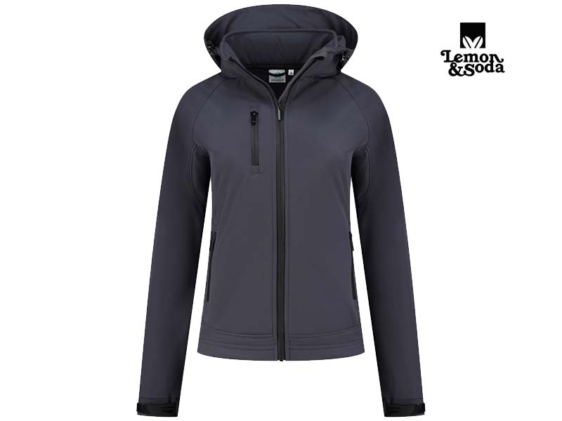 Lemon & Soda-LEM4827-Everywear Softshell Hooded Jacket_Dark Grey-Voorkant
