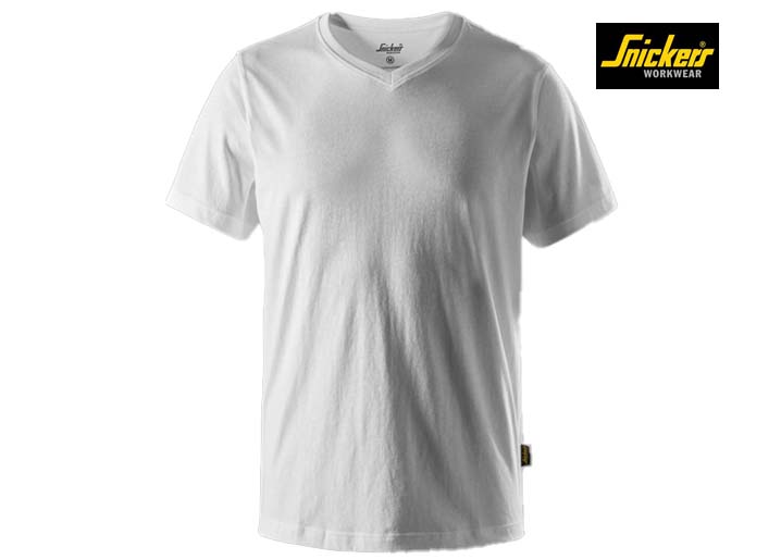 Snickers-2512-T-Shirt met V-hals_0900-White-Voorkant