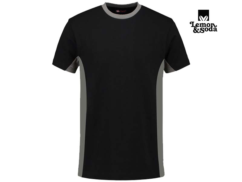 Lemon & Soda-LEM4500-Workwear Contrast T-shirt_Black:Pearl Grey-Voorkant