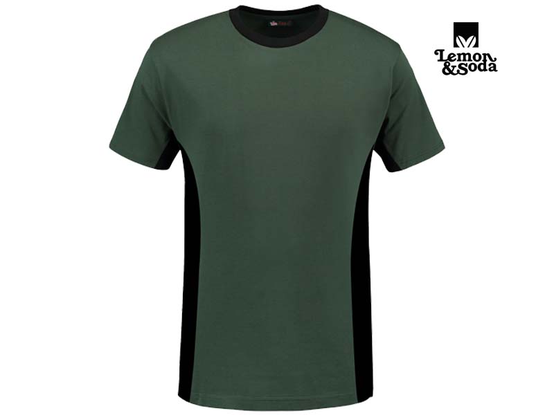 Lemon & Soda-LEM4500-Workwear Contrast T-shirt_Forest Green:Black-Voorkant
