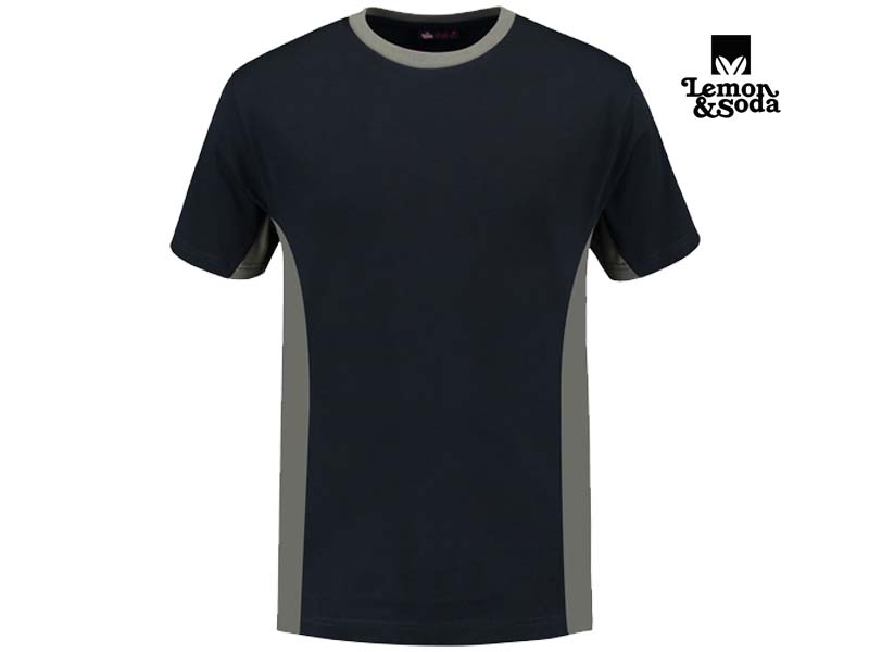 Lemon & Soda-LEM4500-Workwear Contrast T-shirt_Navy:Pearl Grey-Voorkant
