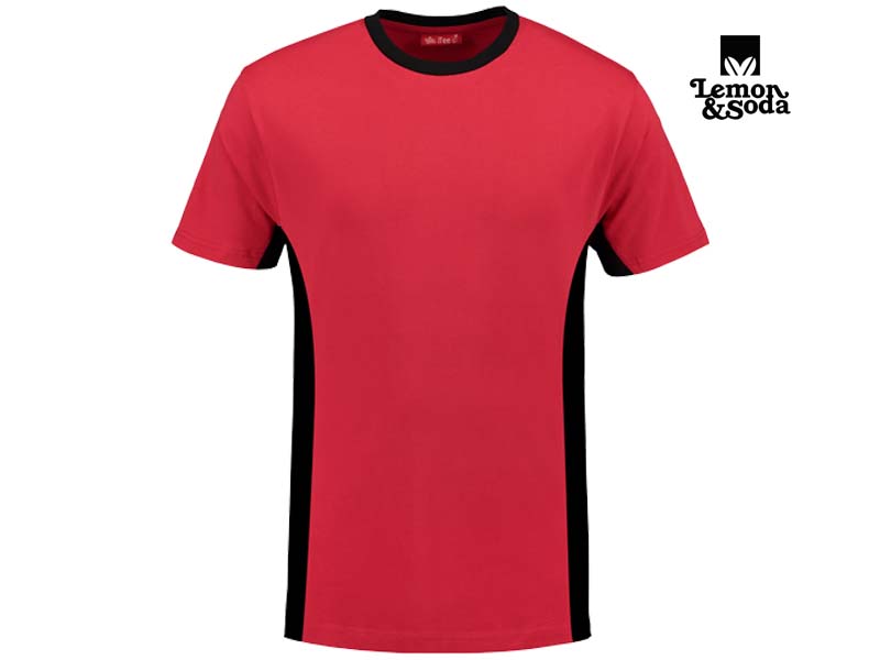 Lemon & Soda-LEM4500-Workwear Contrast T-shirt_Red:Black-Voorkant