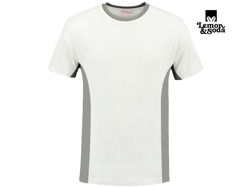 Lemon & Soda-LEM4500-Workwear Contrast T-shirt_White:Pearl Grey-Voorkant