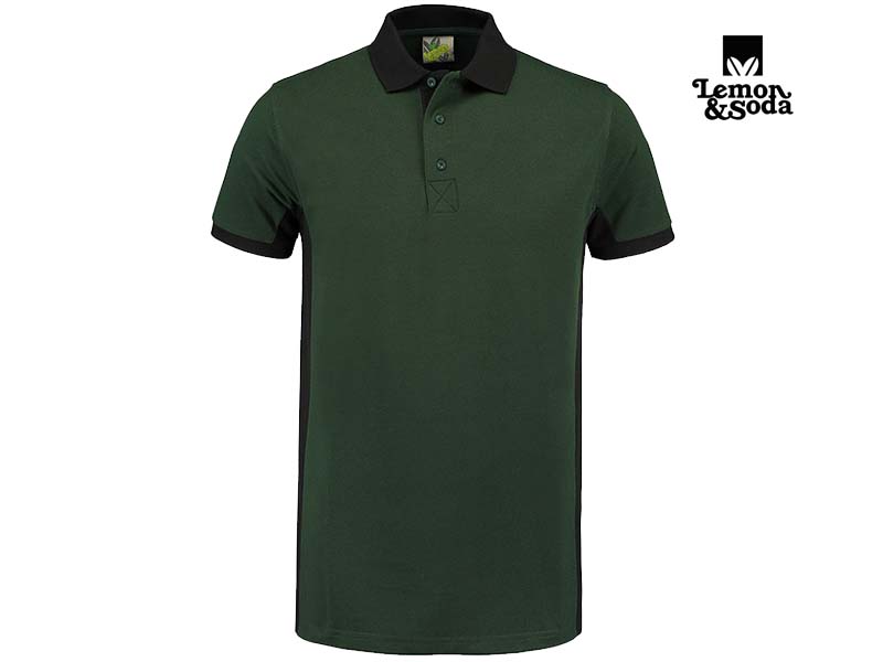 Lemon & Soda-LEM4600-Workwear Contrast Polo_Forest Green:Black-Voorkant
