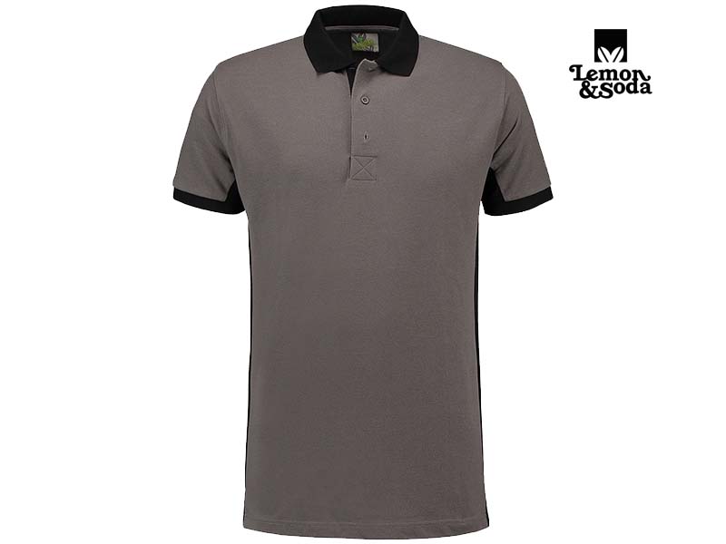 Lemon & Soda-LEM4600-Workwear Contrast Polo_Pearl Grey:Black-Voorkant
