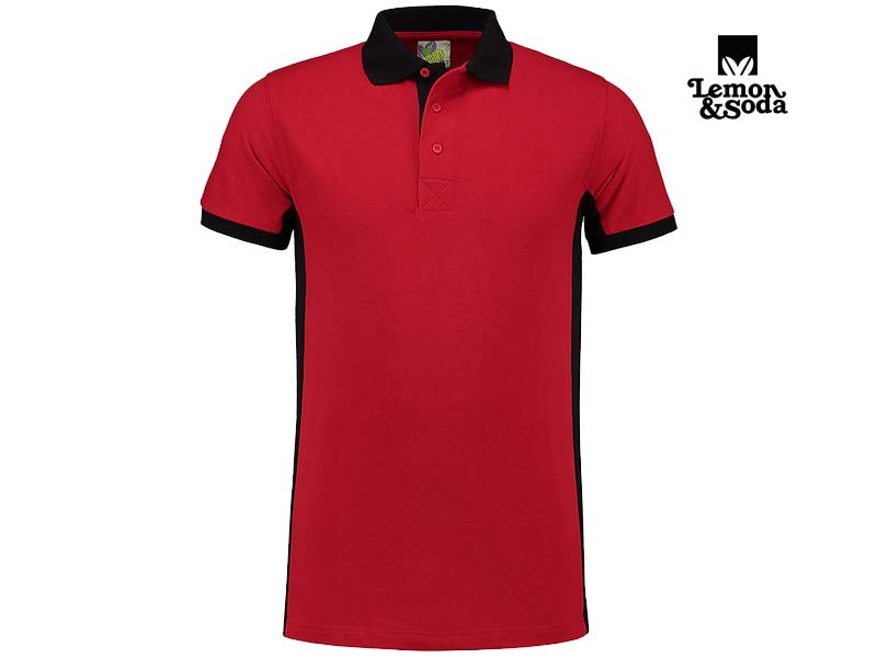 Lemon & Soda-LEM4600-Workwear Contrast Polo_Red:Black-Voorkant