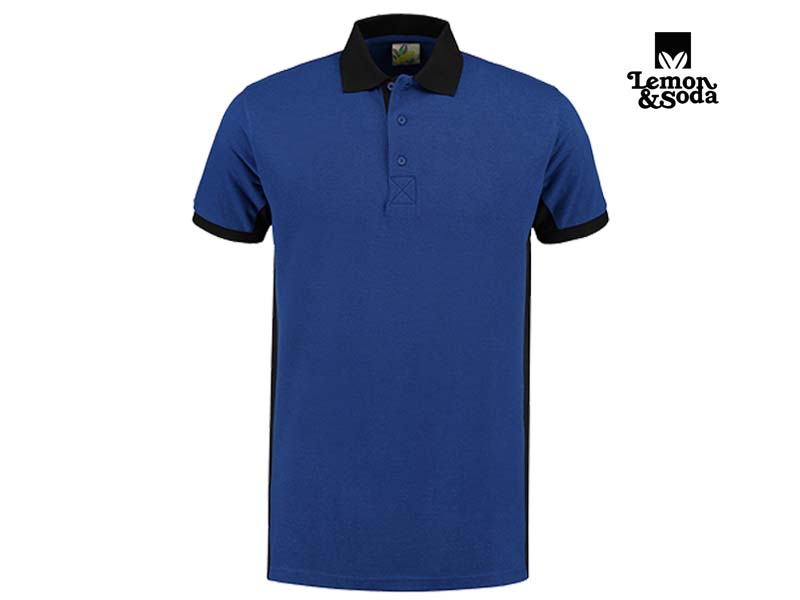 Lemon & Soda-LEM4600-Workwear Contrast Polo_Royal Blue:Black-Voorkant