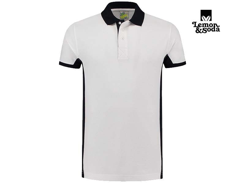 Lemon & Soda-LEM4600-Workwear Contrast Polo_White:Dark Grey-Voorkant