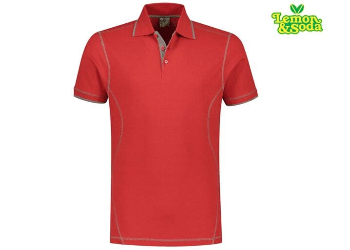 Lemon & Soda Polo Flatlock Korte Mouw Voor Heren - LEM3517 - Afbeelding 4