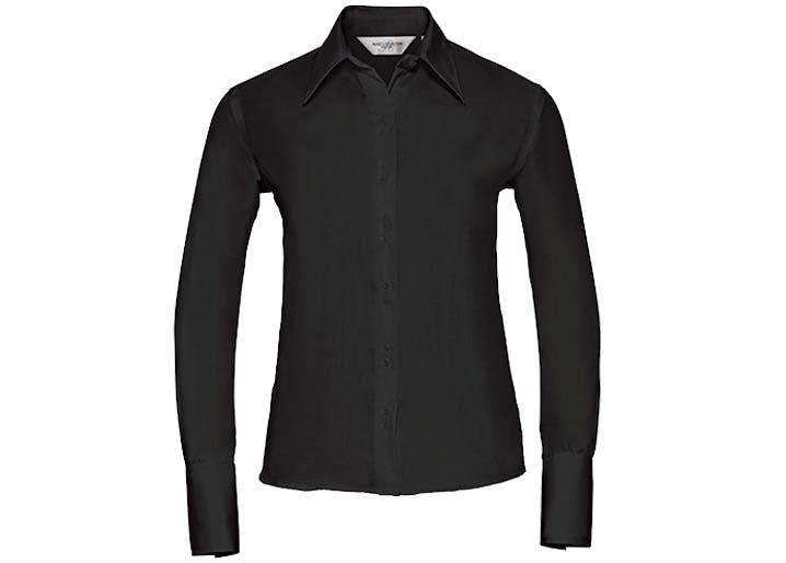 Russell Collection-956F-Women's LSL Ultimate Non-Iron Shirt_Black-Voorkant