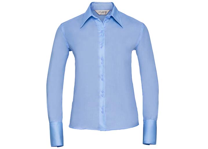Russell Collection-956F-Women's LSL Ultimate Non-Iron Shirt_Bright Sky-Voorkant