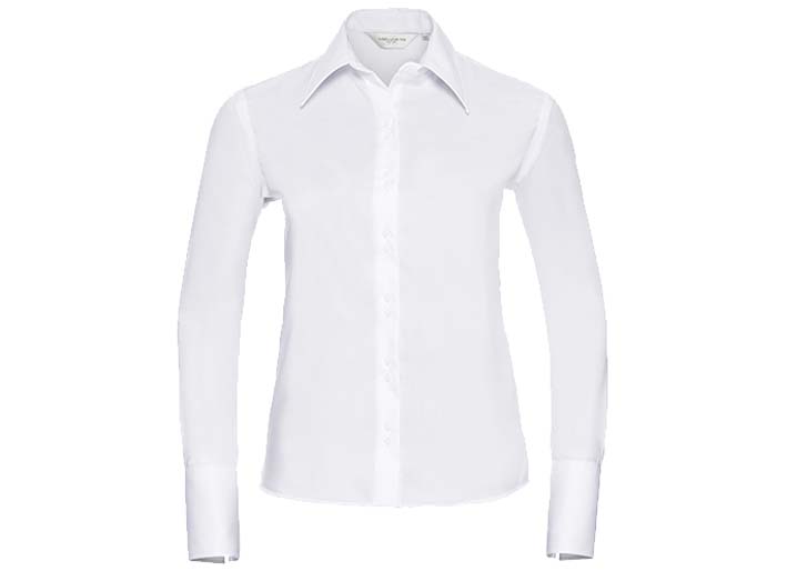 Russell Collection-956F-Women's LSL Ultimate Non-Iron Shirt_White-Voorkant