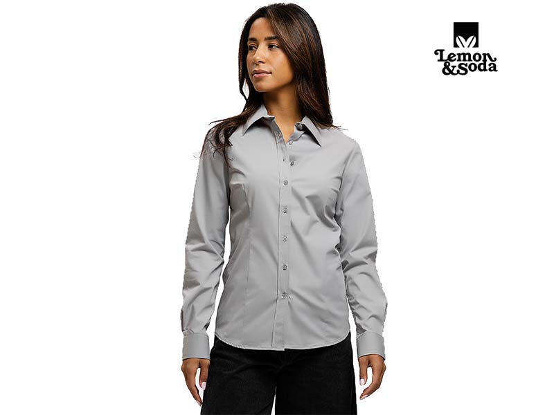 Lemon & Soda Stretch Poly-Cotton Mix Poplin Shirt Lange Mouw voor Dames - LEM3923 - Afbeelding 11