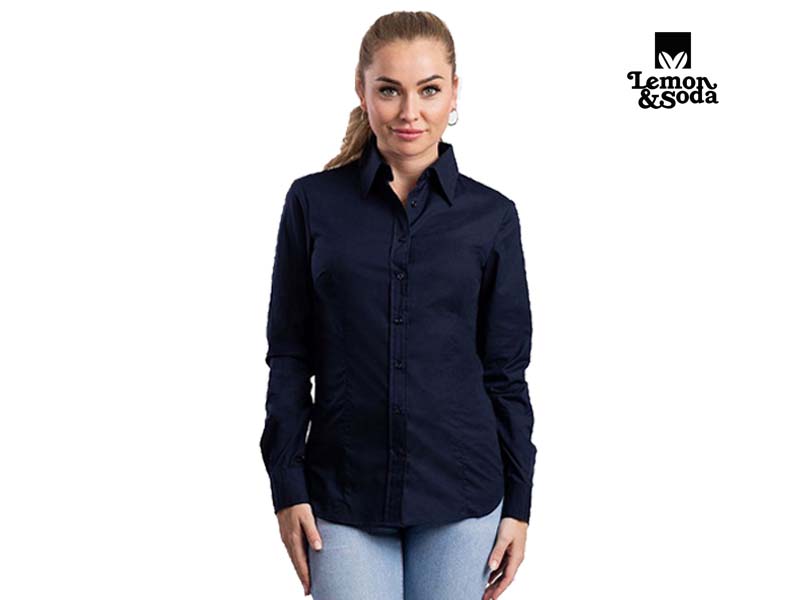Lemon & Soda Stretch Poly-Cotton Mix Poplin Shirt Lange Mouw voor Dames - LEM3923 - Afbeelding 10
