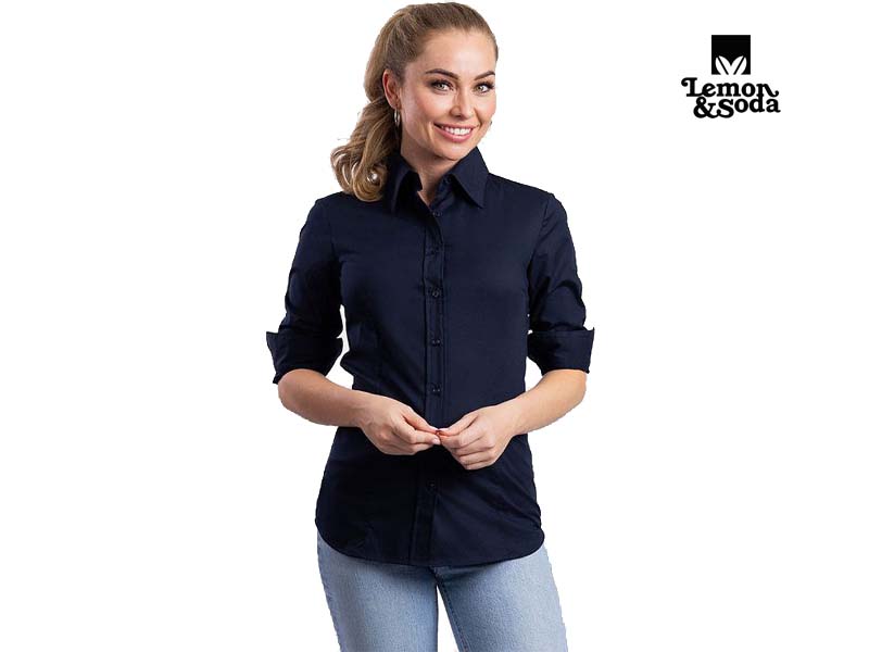 Lemon & Soda Stretch Poly-Cotton Mix Poplin Shirt Lange Mouw voor Dames - LEM3923 - Afbeelding 9