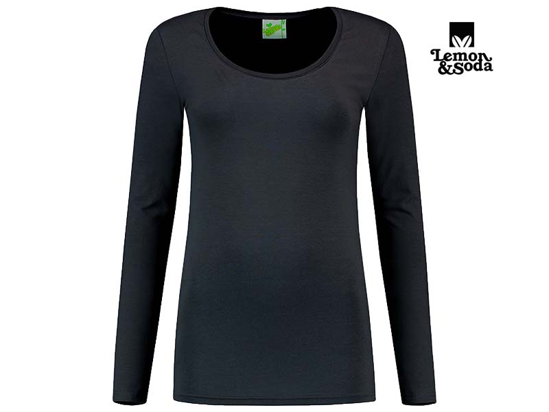 Lemon & Soda-LEM1267-Cotton Elastane Longsleeve T-shirt_Dark Grey-Voorkant