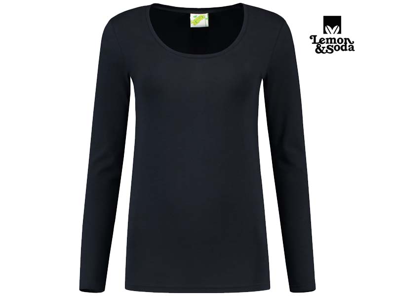 Lemon & Soda-LEM1267-Cotton Elastane Longsleeve T-shirt_Dark Navy-Voorkant