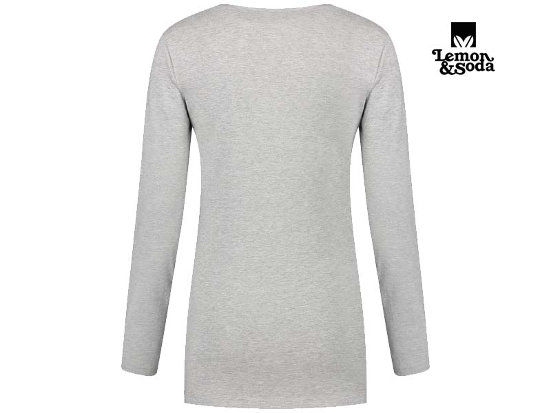 Lemon & Soda-LEM1267-Cotton Elastane Longsleeve T-shirt_Grey Heather-Achterkant