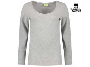 Lemon & Soda-LEM1267-Cotton Elastane Longsleeve T-shirt_Grey Heather-Voorkant