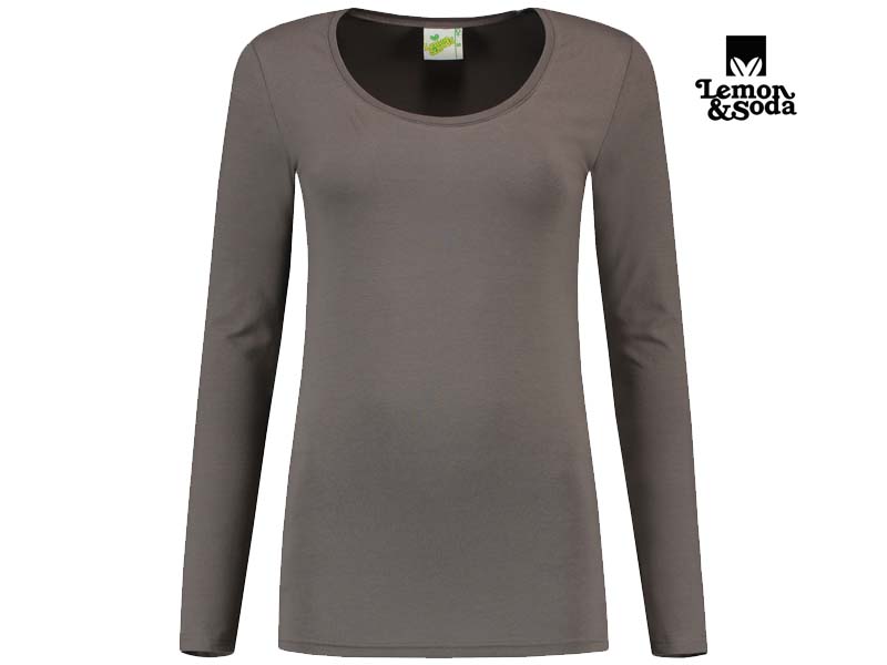 Lemon & Soda-LEM1267-Cotton Elastane Longsleeve T-shirt_Pearl Grey-Voorkant