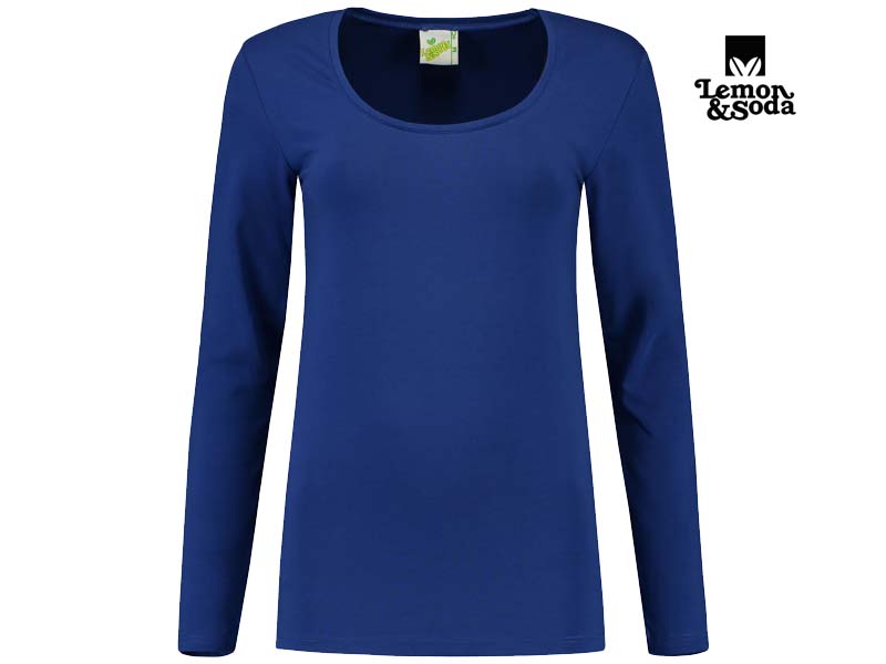Lemon & Soda-LEM1267-Cotton Elastane Longsleeve T-shirt_Royal Blue-Voorkant