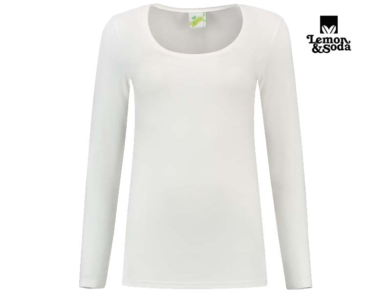 Lemon & Soda-LEM1267-Cotton Elastane Longsleeve T-shirt_White-Voorkant