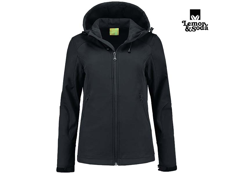 Lemon & Soda-LEM3627-Softshell Hooded Jacket for her_Dark Grey-Voorkant