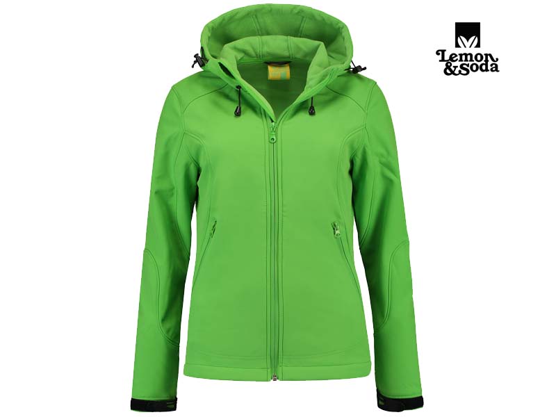 Lemon & Soda-LEM3627-Softshell Hooded Jacket for her_Lime-Voorkant