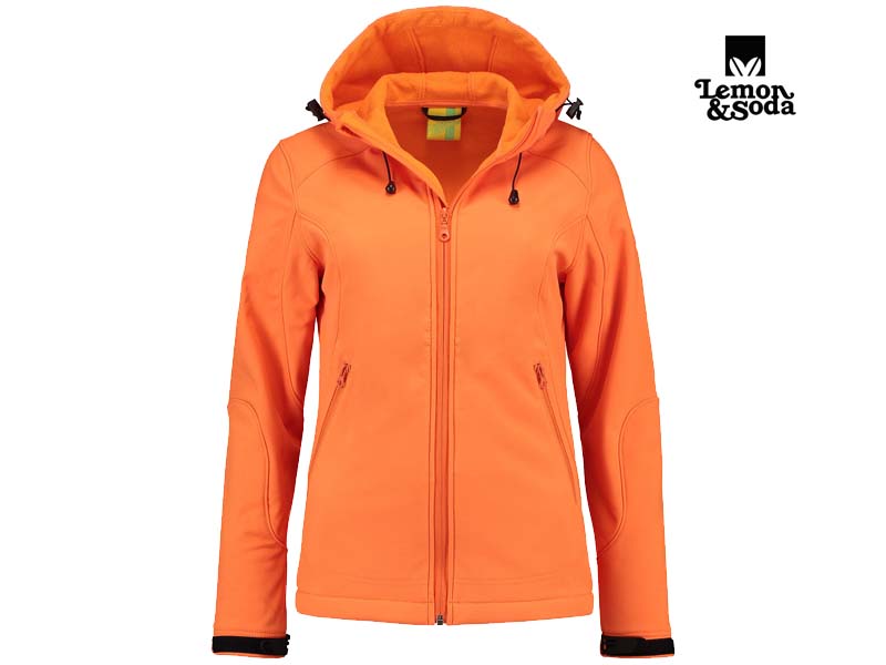 Lemon & Soda-LEM3627-Softshell Hooded Jacket for her_Orange-Voorkant
