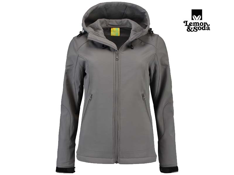 Lemon & Soda-LEM3627-Softshell Hooded Jacket for her_Pearl Grey-Voorkant