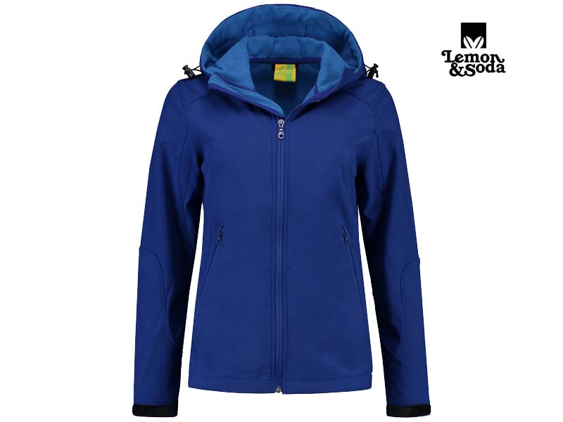Lemon & Soda-LEM3627-Softshell Hooded Jacket for her_Royal Blue-Voorkant