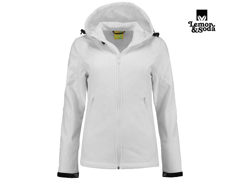 Lemon & Soda-LEM3627-Softshell Hooded Jacket for her_White-Voorkant