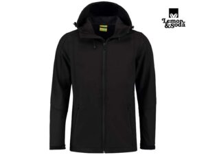 Lemon & Soda-LEM3629-Soaftshell Hooded Jacket_Black-Voorkant