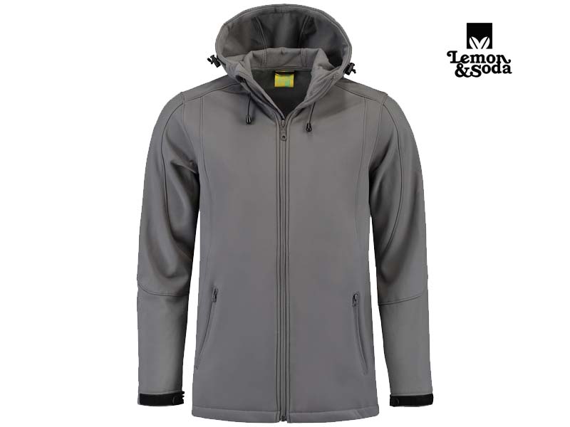 Lemon & Soda-LEM3629-Softshell Hooded Jacket-Pearl Grey-Voorkant