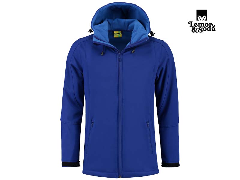Lemon & Soda-LEM3629-Softshell Hooded Jacket-Royal Blue-Voorkant