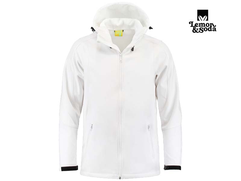 Lemon & Soda-LEM3629-Softshell Hooded Jacket-White-Voorkant