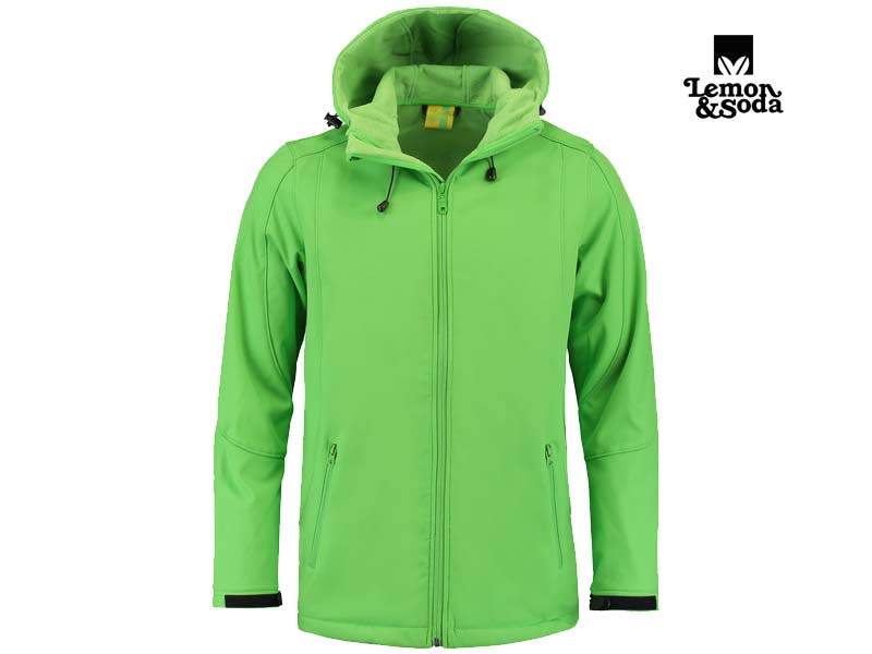 Lemon & Soda-LEM3629-Softshell Hooded Jacket_Lime-Achterkant