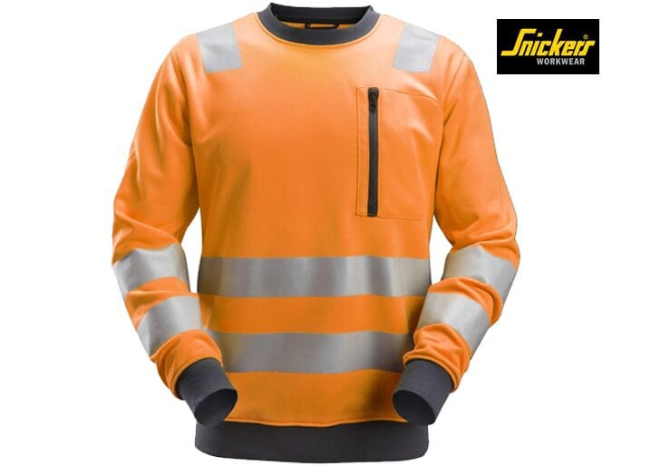 Snickers-8037-AllroundWork-High-Vis-Sweatshirt-Klasse 2:3-5500-High-Vis-Orange-Voorkant