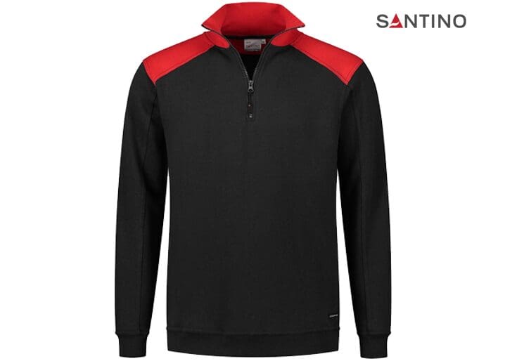 SANTINO-ZIPSWEATER-TOKYO-REGULAR-FIT-1007461-BLACK-RED-VOORKANT