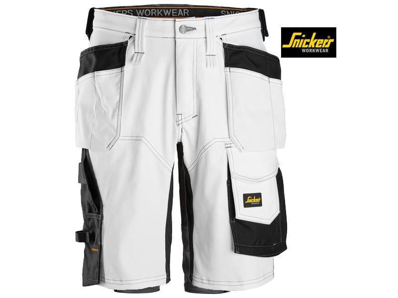 Snickers-6151-Allroundwork-Stretch-Loose Fit-Korte Broek-Met Holsterzakken_Wit _Zwart_0904
