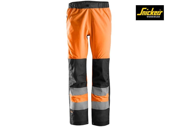 Snickers-6530-AllroundWork, High-Vis Waterproof Shell Broek Klasse 2_5505-High Vis Orange:Black-Voorkant