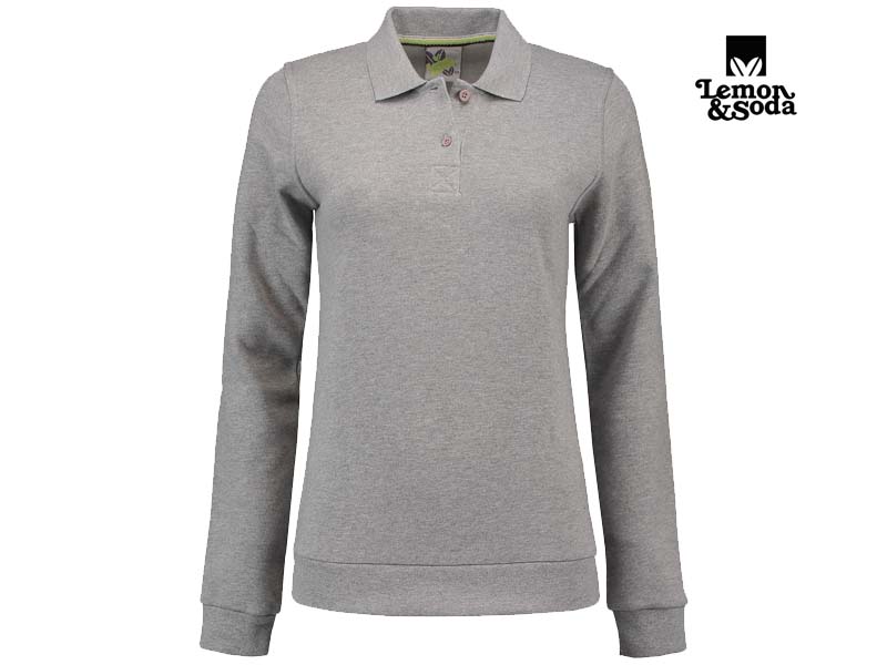 Lemon & Soda-LEM3209-Polosweater for her_Grey Heather-Voorkant