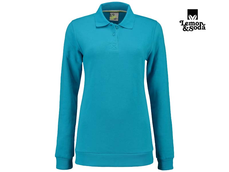 Lemon & Soda-LEM3209-Polosweater for her_Turquoise-Voorkant