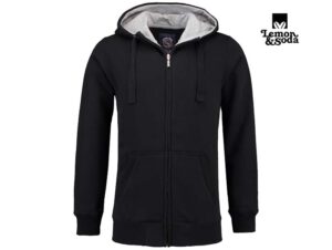 Lemon & Soda-LEM3225-Heavysweat Hooded Cardigan_Black-Voorkant