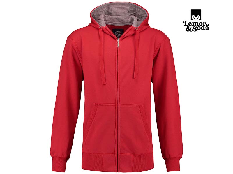 Lemon & Soda-LEM3225-Heavysweat Hooded Cardigan_Red-Voorkant