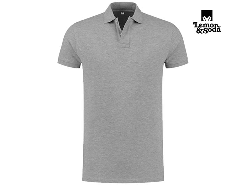 Lemon & Soda-LEM3511-Heavy Mix Fit Polo_Grey Heather-Voorkant