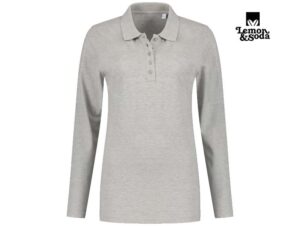 Lemon & Soda-LEM3574-Elastane Longsleeve Polo_Grey Heather-Voorkant