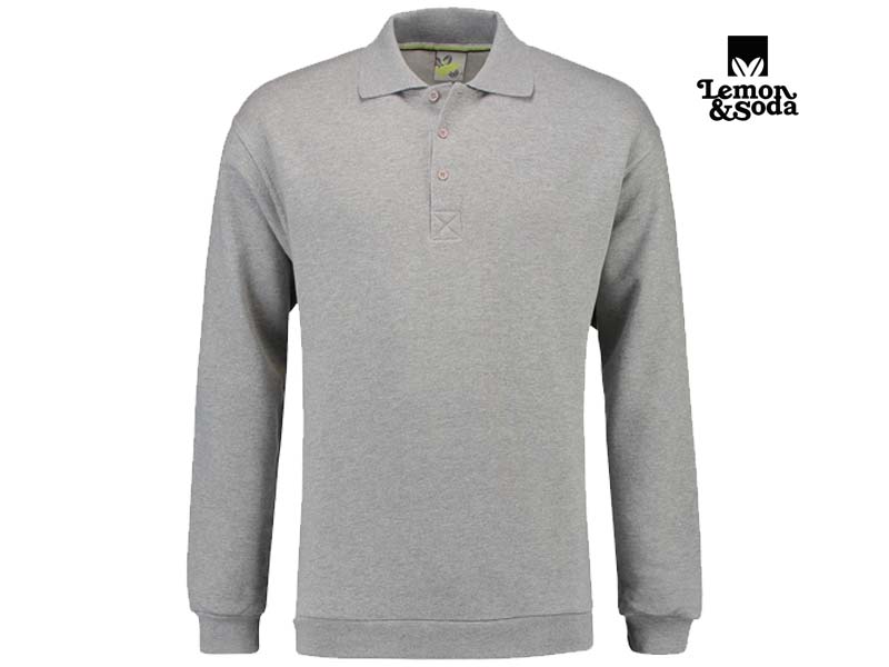 Lemon & Soda-LEM3210-Polosweater-Grey Heather-Voorkant