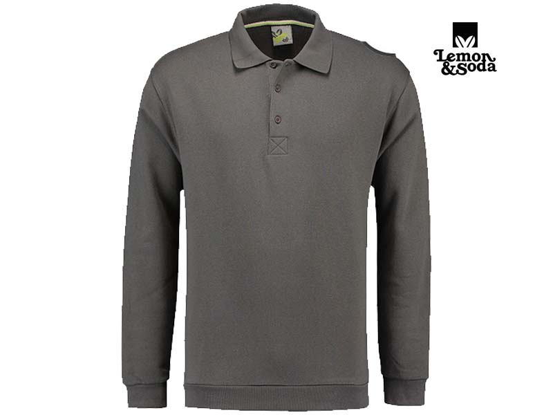 Lemon & Soda-LEM3210-Polosweater-Pearl Grey-Voorkant