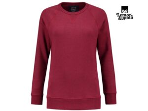 Lemon & Soda-LEM3227-Heavy Sweater Raglan Crewneck for her_Cardinal Heather-Voorkant